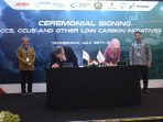 Pertamina dalam kesempatan event IPA Convex menandatangani kesepakatan untuk membahas, mengeksplorasi, dan berpotensi terlibat dalam inisiatif transisi energi bersama partner yaitu Mubadala, POSCO INTERNATIONAL, Japex, dan Jogmec.