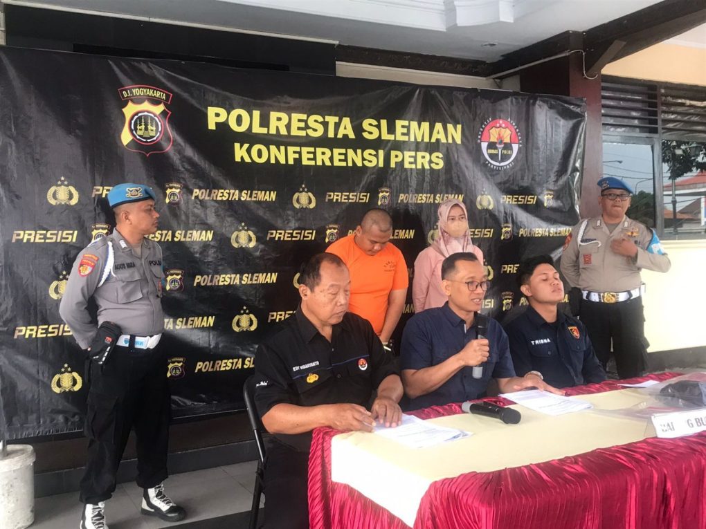 Foto: Konferensi pers Polresta Sleman kasus persetubuhan anak dibawah umur.