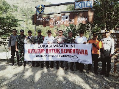 Sungai Oya yang berada di kawasan Desa wisata Selopamioro Park (Selopark) resmi ditutup oleh jajaran Polsek Imogiri