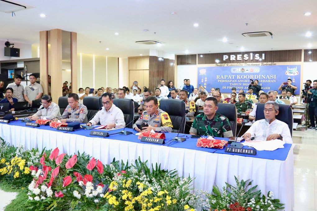 Rakor Kesiapan Angkutan Lebaran bersama Menteri Perhubungan (Menhub), Budi Karya Sumadi di Mapolda Jateng, Minggu 31 Maret 2024. (Foto: dok Humas Polda Jateng)