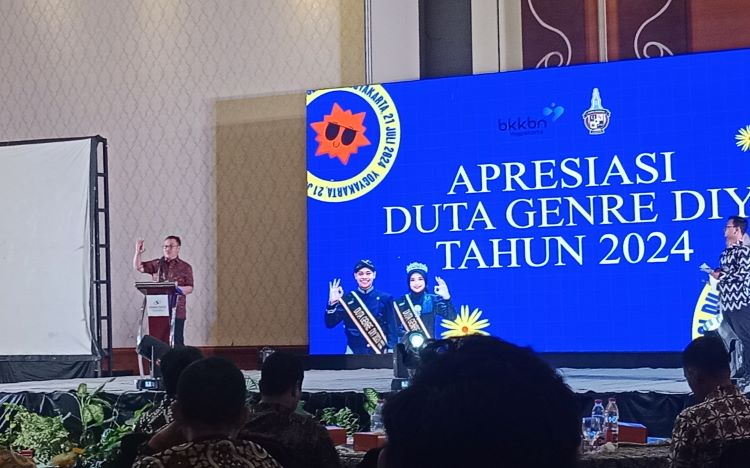 Hasto Wardoyo saat acara Apresiasi Duta Genre Daerah Istimewa Yogyakarta Tahun 2024.
