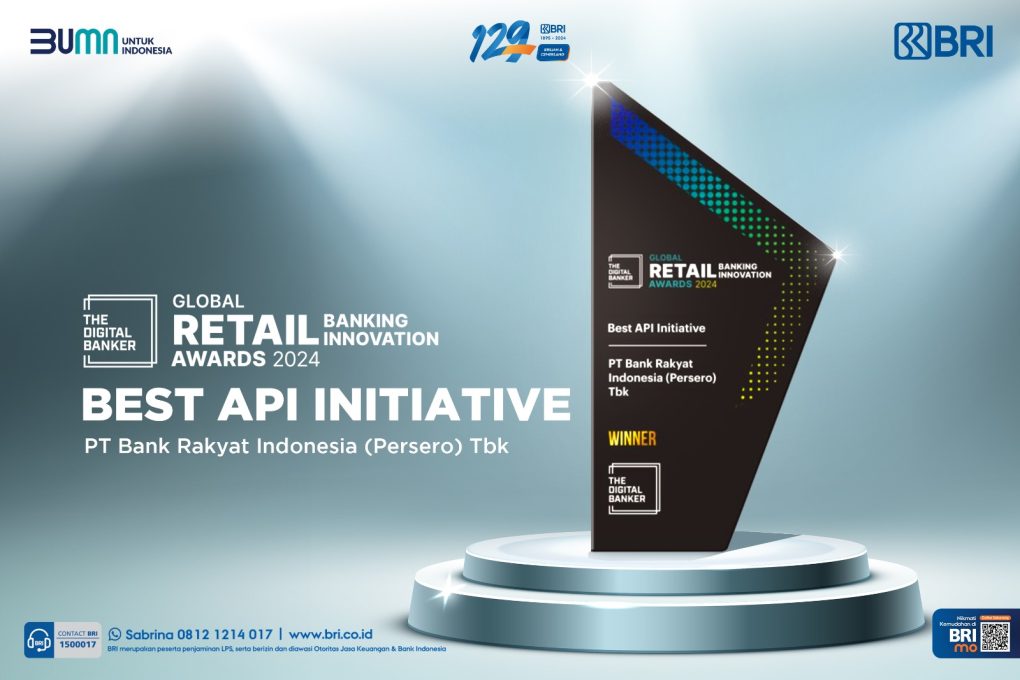 BRI kembali memperoleh pengakuan internasional dengan meraih penghargaan Best API Initiative dalam ajang Global Retail Banking Innovation Awards 2024 yang diadakan oleh The Digital Banker di Singapore pada 24 Oktober 2024. (Foto: dok BRI)