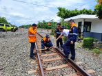KAI Daop 6 Yogyakarta mengecek sarana dan prasarana perjalanan KA melalui berbagai metode untuk antisipasi gangguan hidrometeorologi. (Foto: Dok Humas Daop 6 Yogyakarta)