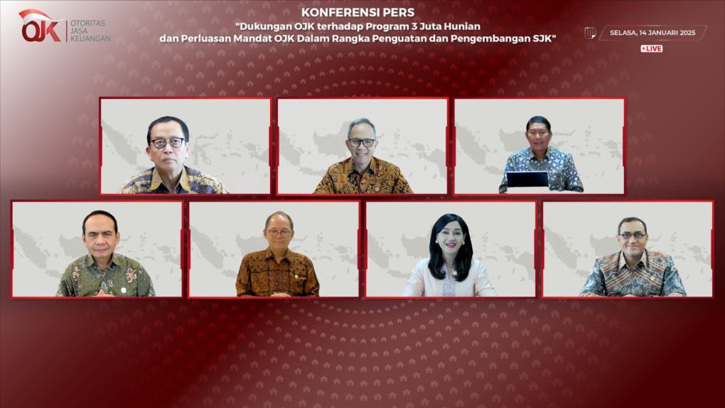 Dewan Komisioner OJK dalam konferensi pers via zoom, Selasa 14 Januari 2025. (Foto: dok.ist)