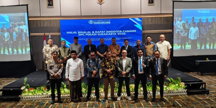 Rapat Anggota Cabang, Rapat Kerja dan Halalbihalal DPC Peradi Surakarta di Hotel Zigna, Kota Solo, Jawa Tengah, Sabtu 18 April 2026. (Foto: Putri Sejati)