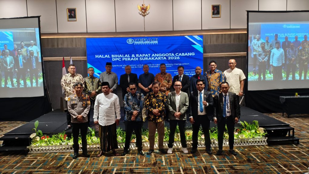 Rapat Anggota Cabang, Rapat Kerja dan Halalbihalal DPC Peradi Surakarta di Hotel Zigna, Kota Solo, Jawa Tengah, Sabtu 18 April 2026. (Foto: Putri Sejati)