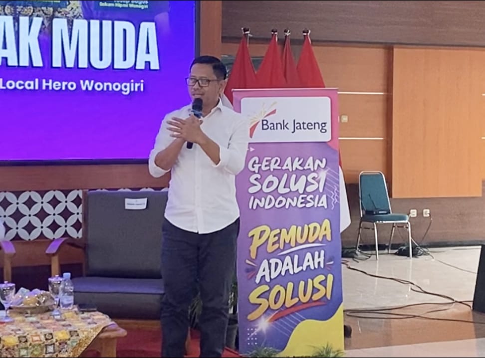 ‎Co-Founder GSI, Anas Syahirul ‎dalam Ngobrol Inspiratif Bareng Anak Muda yang digelar Gerakan Solusi Indonesia (GSI) bersama Pemkab Wonogiri, Kejaksaan Negeri Wonogiri dan Bank Jateng Cabang Wonogiri di Pendopo Kabupaten Wonogiri, Jumat 18 September 2026. (Foto: dok GSI)